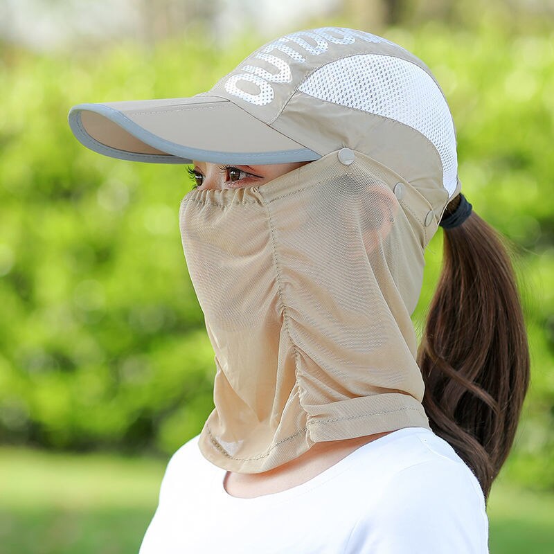 Sun Protection Hat W/ Detachable Face & Neck Flaps