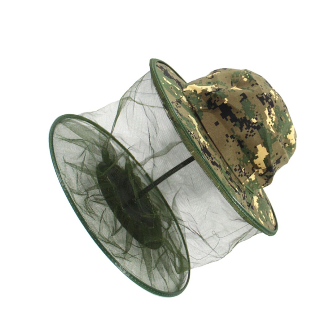 Camo Fishing Hat with Insect Net