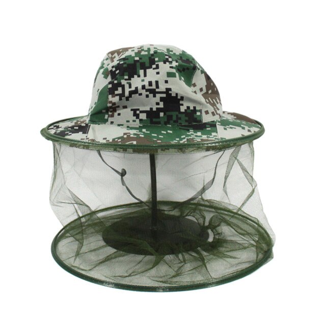 Camo Fishing Hat with Insect Net