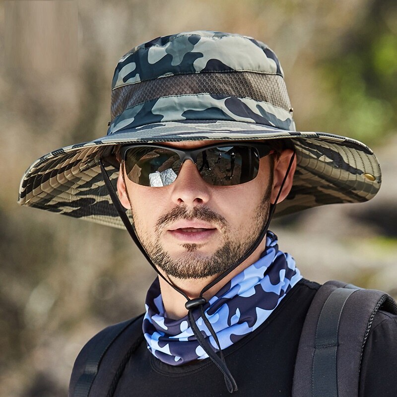 Wide Brim Camo Sun Hat, Free Shipping