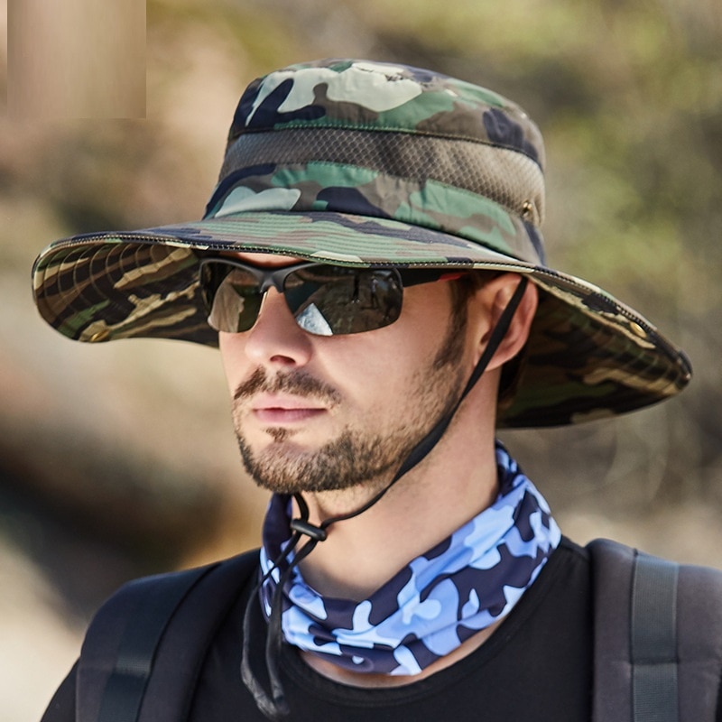 Wide Brim Camo Sun Hat, Free Shipping