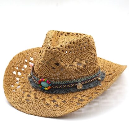 Cowboy Hat with Sun Protection and Curling Brim for Beach Fun - Image 2
