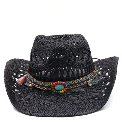 Cowboy Hat with Sun Protection and Curling Brim for Beach Fun - Image 3