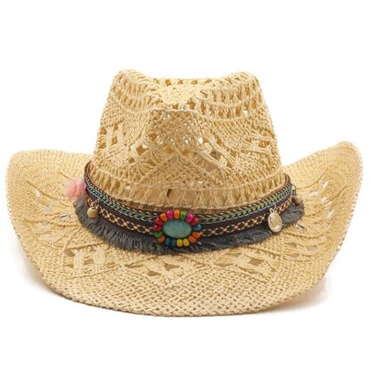 Cowboy Hat with Sun Protection and Curling Brim for Beach Fun