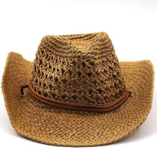 Wide Brim Cowboy Style Straw Hat
