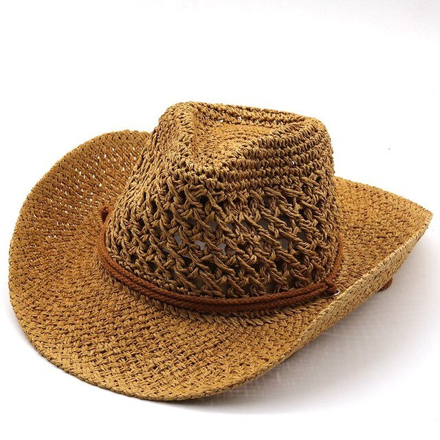 Wide Brim Cowboy Style Straw Hat, Free Shipping